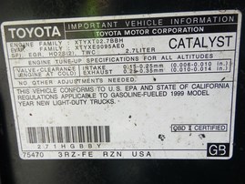 1999 Toyota Tacoma Green Standard Cab 2.7L AT 4WD #Z22735